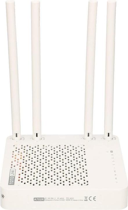 Produktbild Totolink A702R AC1200 WIRELESS DUAL BAND ROUTER wireless router Fast Ethernet Dual-band ( / ) White