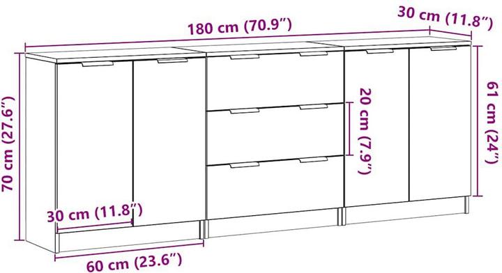 Image du produit vidaXL Sideboards (180 x 30 x 70 cm)