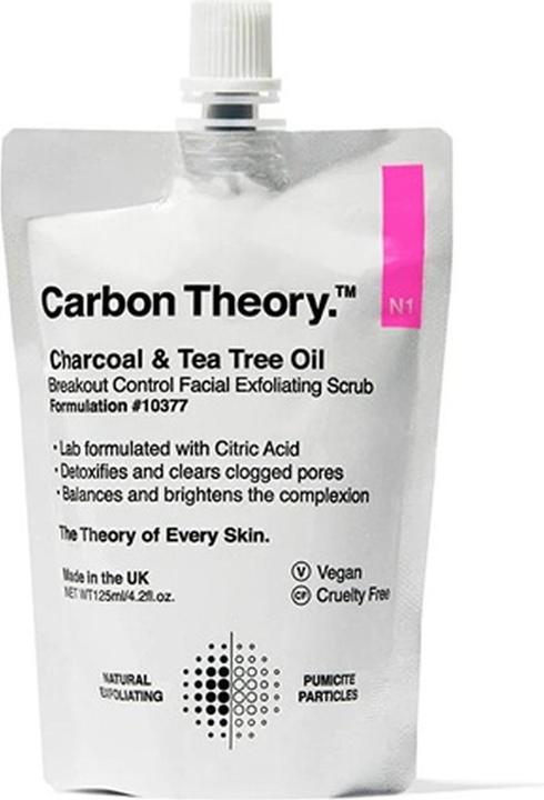 Actual product image Carbon Theory Charcoal & Tea Tree Oil Breakout Control (Facial Exfoliating Scrub) 125 ml (Cleansing scrub, 125 ml)