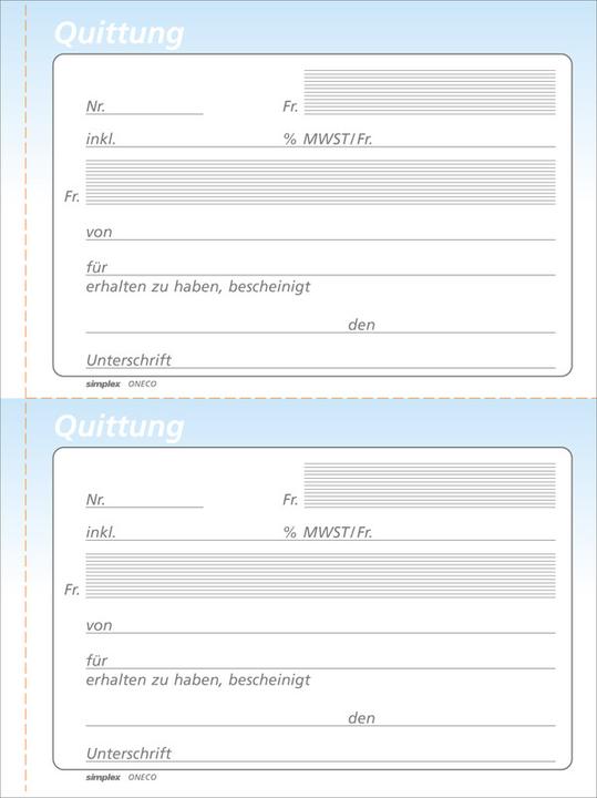 Produktbild Simplex 2-Quittungen pro Blatt (100x)
