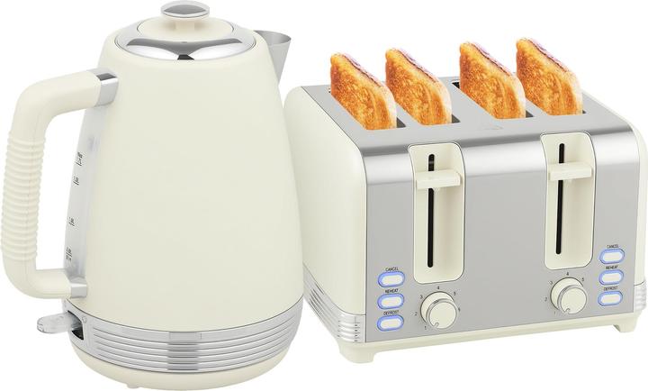 Homcom Kocher-Toaster-Set Edelstahl, Kunststoff Cremeweiss (1.70 l)