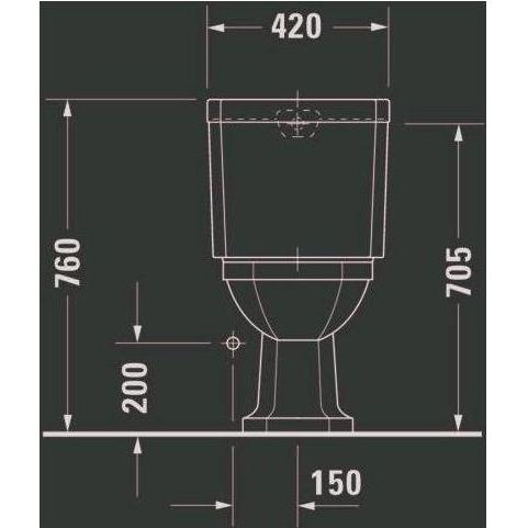 Thumbnail - Duravit, WC Deckel, Stand-WC 1930 tief, 355x665mm Abgang senkrecht weiss WG