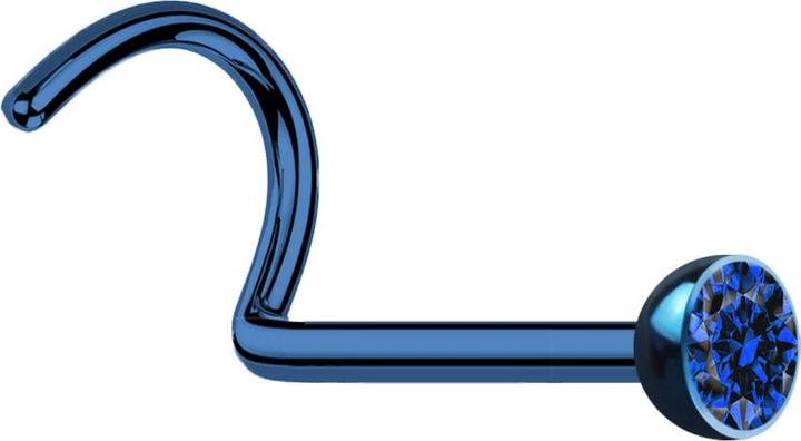Produktbild Star Piercing Nasenstecker gebogen dunkelblau mit Kristall dunkelblau (ohne Messing, Chirurgenstahl 316L)