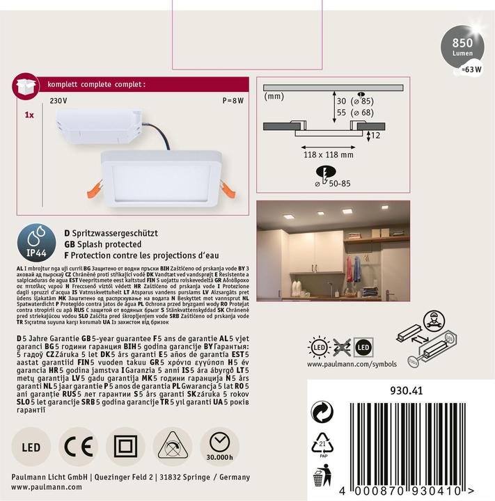 Produktbild Paulmann Einbaupanel Areo VariFit (850 lm)