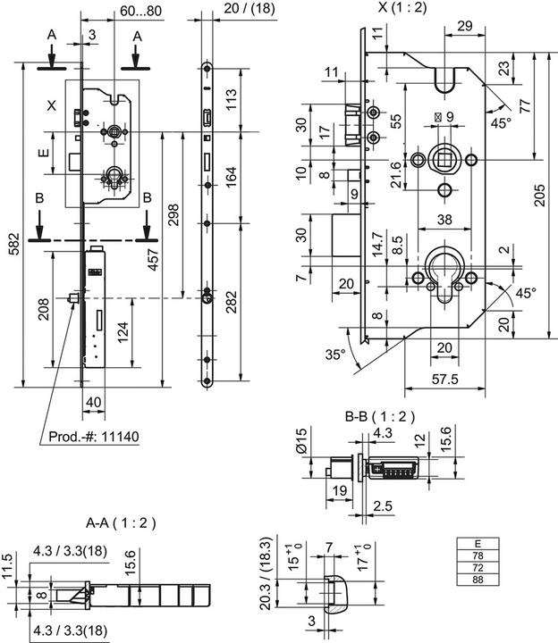Actual product image Glutz Panic mortise locks 18905 MINT-ES SVM eco PE (Mortise lock)