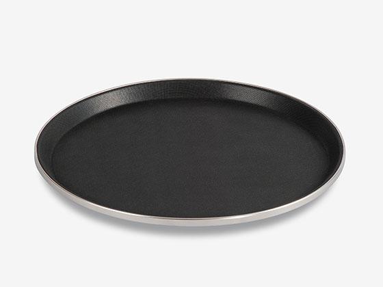 APS Plateau antidérapant noir avec bord argenté 355x20 mm Ø