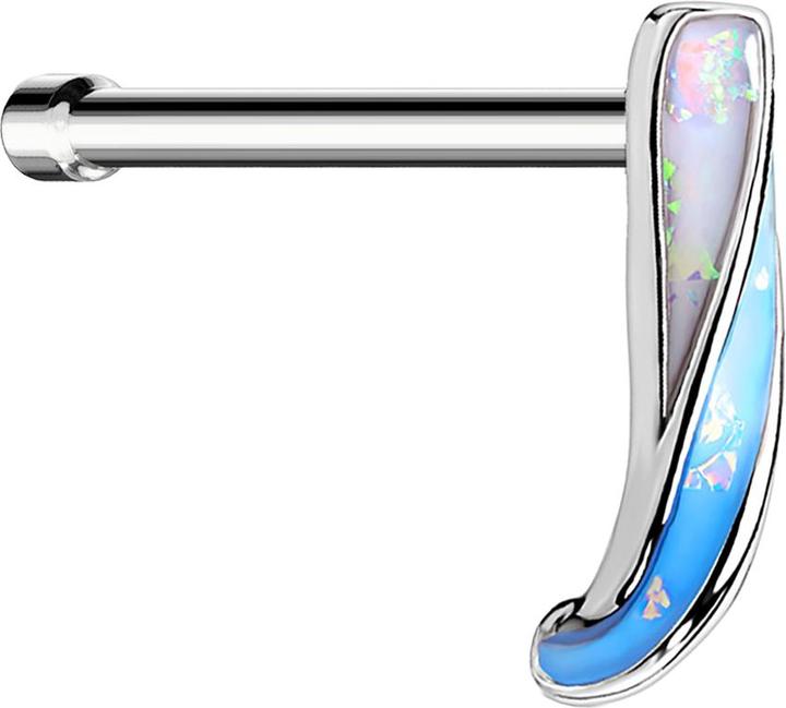 Immagine prodotto Star Piercing Nasenstecker gerade silber Opal Glitter verdreht blau (Ottone, Acciaio chirurgico 316L)