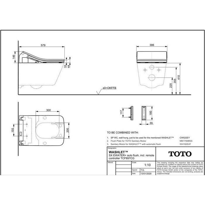 Thumbnail - TOTO, WC Deckel, SX Wa Dusch-WC ewater+ auto flush für SP Wand-WC CW552EY weiss