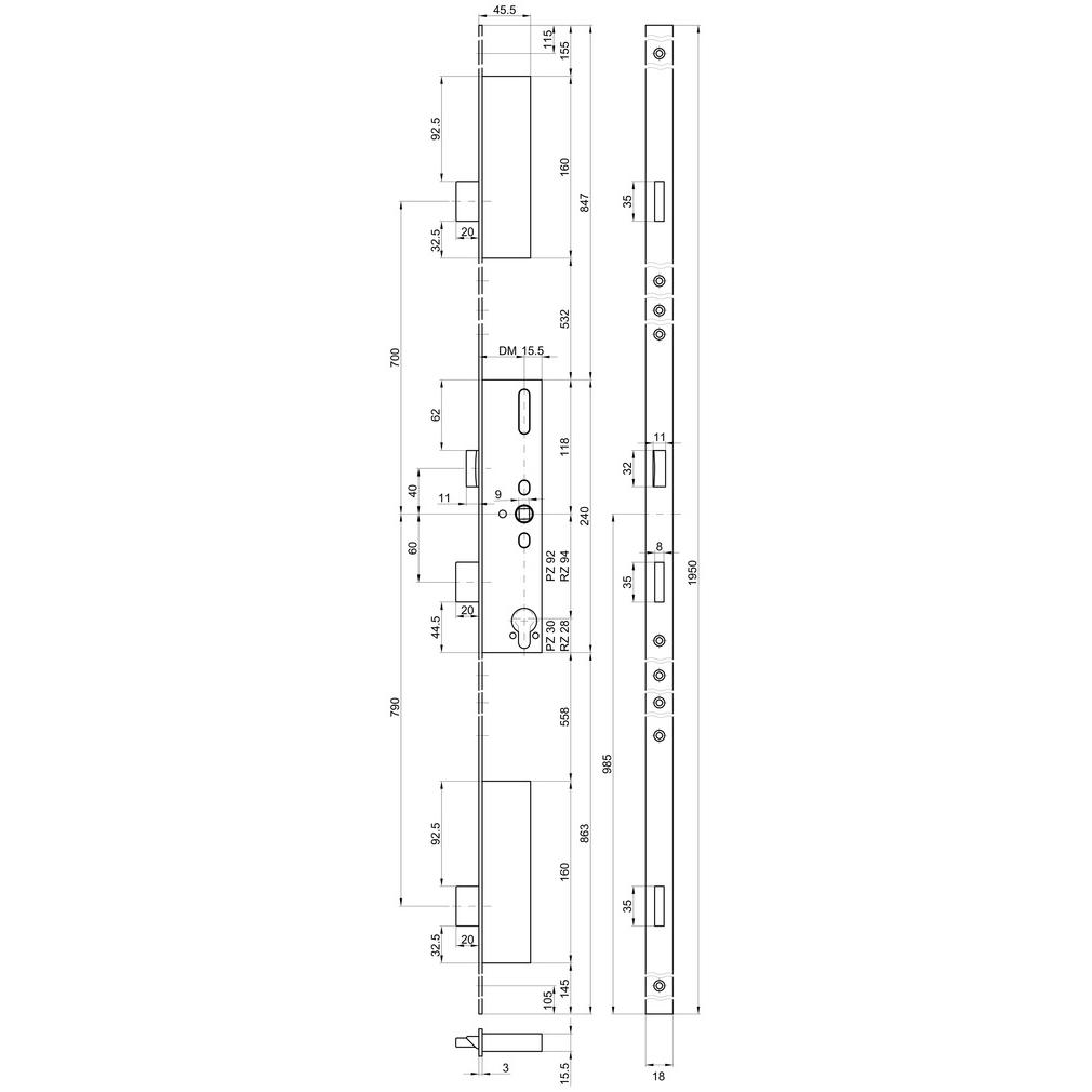 Thumbnail - MSL, Türschloss + Schliesszylinder, Mehrpunkt-Verriegelungen FlipLock 23421 Basis