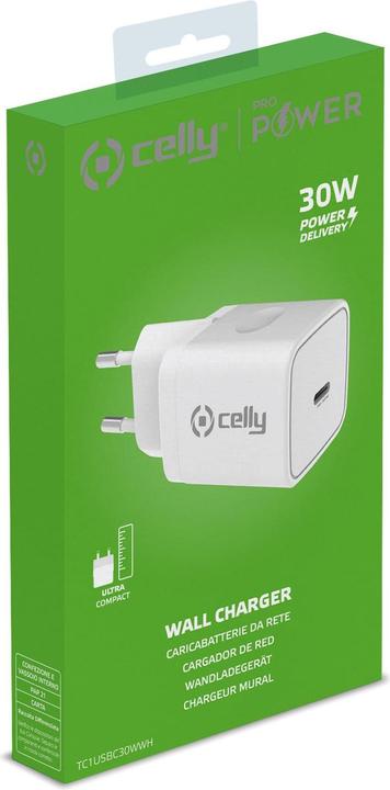 Immagine prodotto Celly TC1USBC30WWH, Interno, CA, Bianco (30 W, 1 porzione)