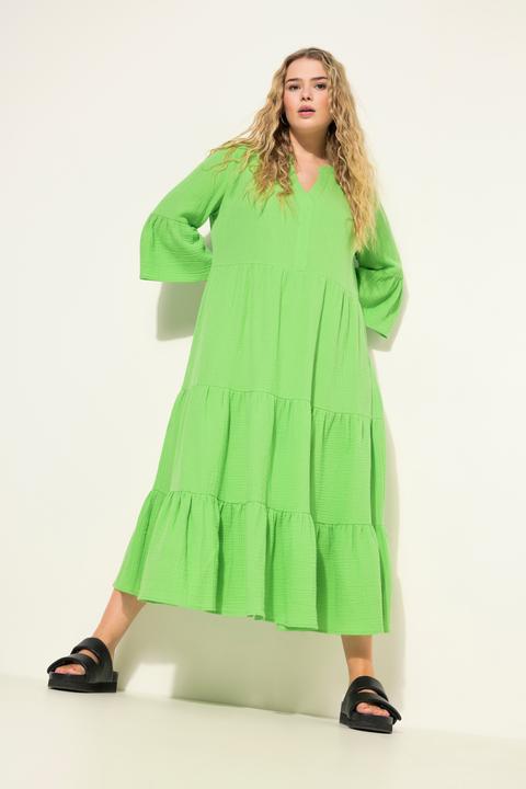 Produktbild Studio Untold Maxikleid, A-Line, Musselin, Stehkragen, Volants, 3/4-Ärmel (42, 44)