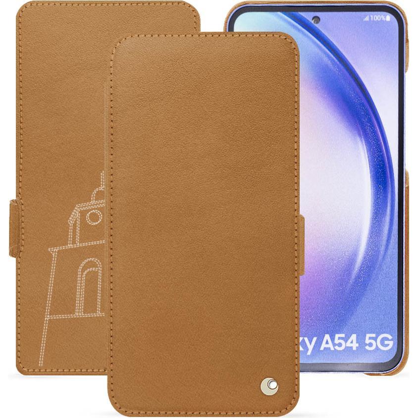 Noreve Lederschutzhülle horizontal (Samsung Galaxy A54 5G), Smartphone Hülle, Braun