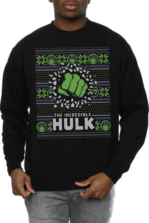 Actual product image Mens Incredible Hulk Fair Isle Sweatshirt (XXL)