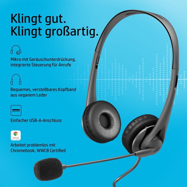 Actual product image HP Stereo USB headset G2 (Cable, USB-A)