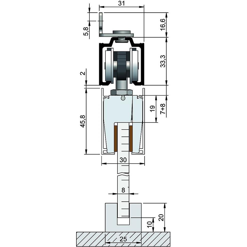 Thumbnail - Helm, Türbeschlag + Scharnier, Komplett-Set 53, Glas