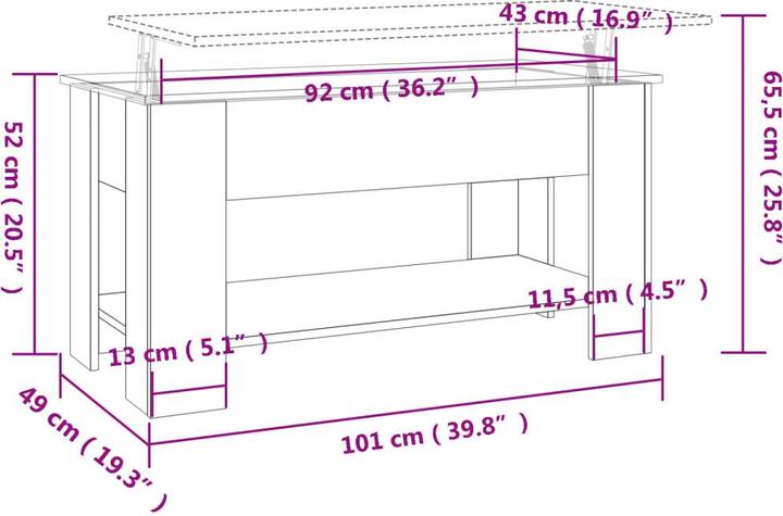 Actual product image vidaXL Darian (101 x 49 x 52 cm)