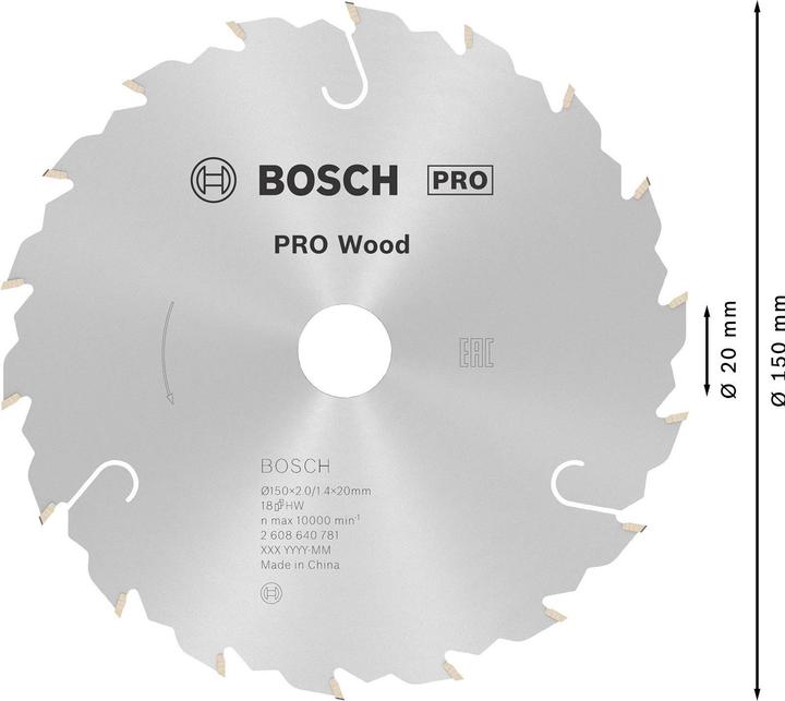 Actual product image Bosch Professional Zubehör PRO Wood circular saw blade, 150 x 2 x 20 mm