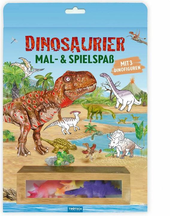 TRTSCH - Malbuch Dinosaurier Mal- und Spielspa S2 Malbuch mit Spielzeug| Ab 3 Jahren