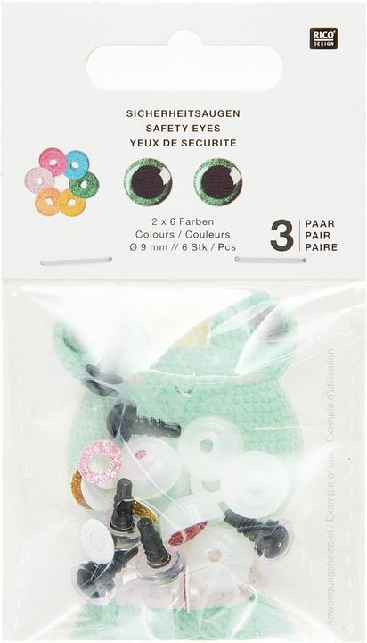 Produktbild Rico Sicherheitsaugen, 9 mm, Karte 6 Stk.