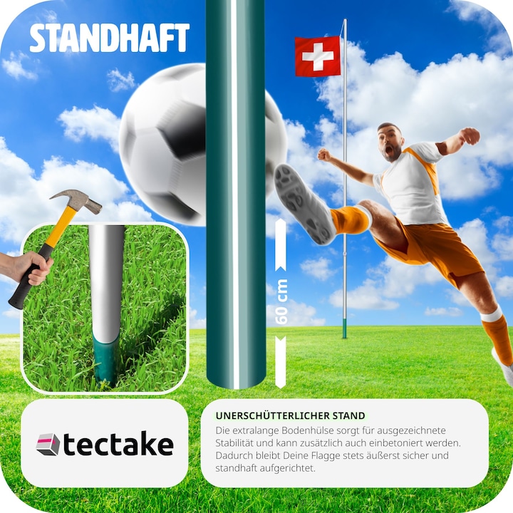 Actual product image tectake Flagpole