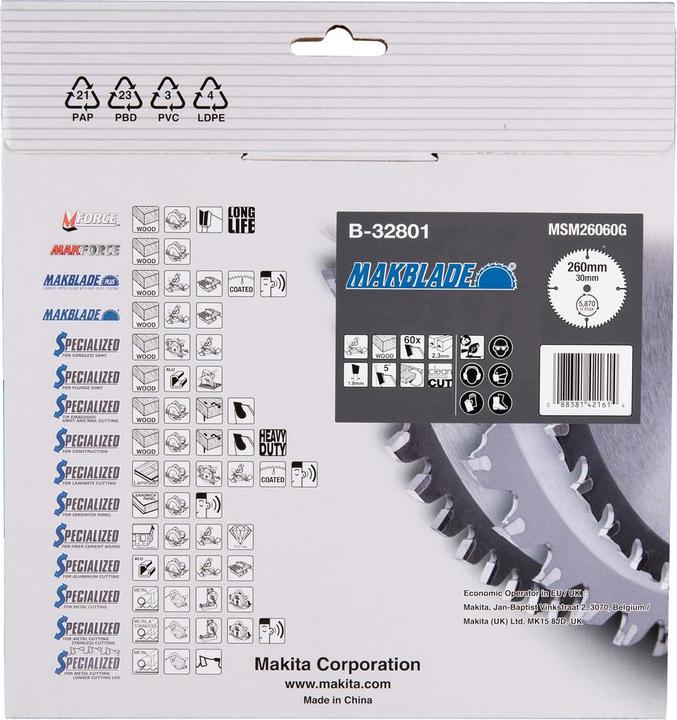 Immagine prodotto Makita Lama per sega circolare MAKBLADE Ø 260x30x60Z