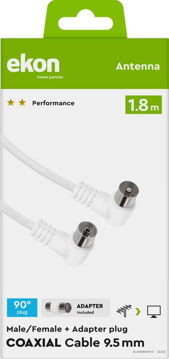 Actual product image Ekon Antenna cable with angled connectors, 75dB (Antenna cable)