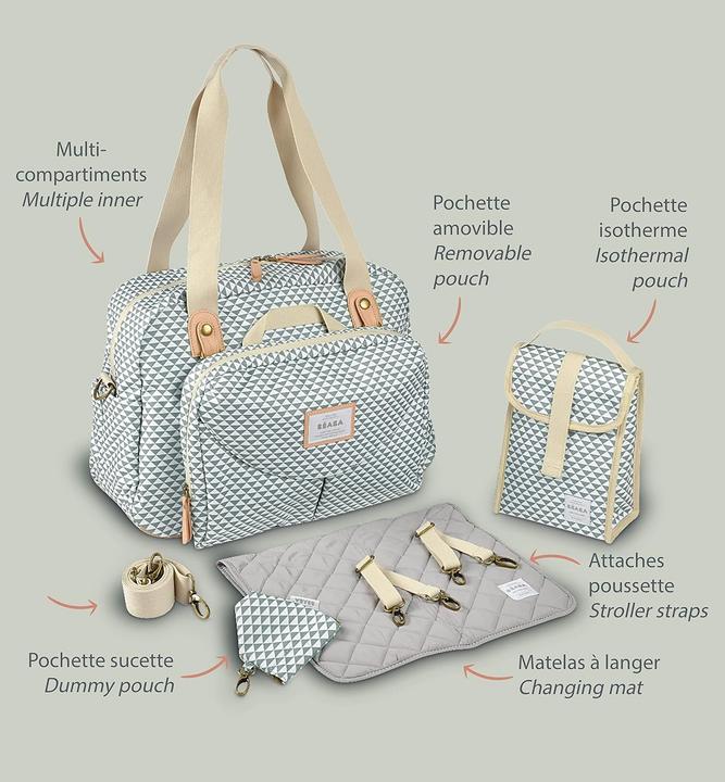 Actual product image Beaba Geneva II Changing Bag "PLAY PRINT" sage