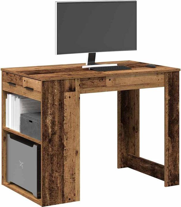 Produktbild vidaXL Schreibtisch mit Schubladen Ablage Altholz-Optik 102x62x77,5 cm (102 x 62 x 77.50 cm)