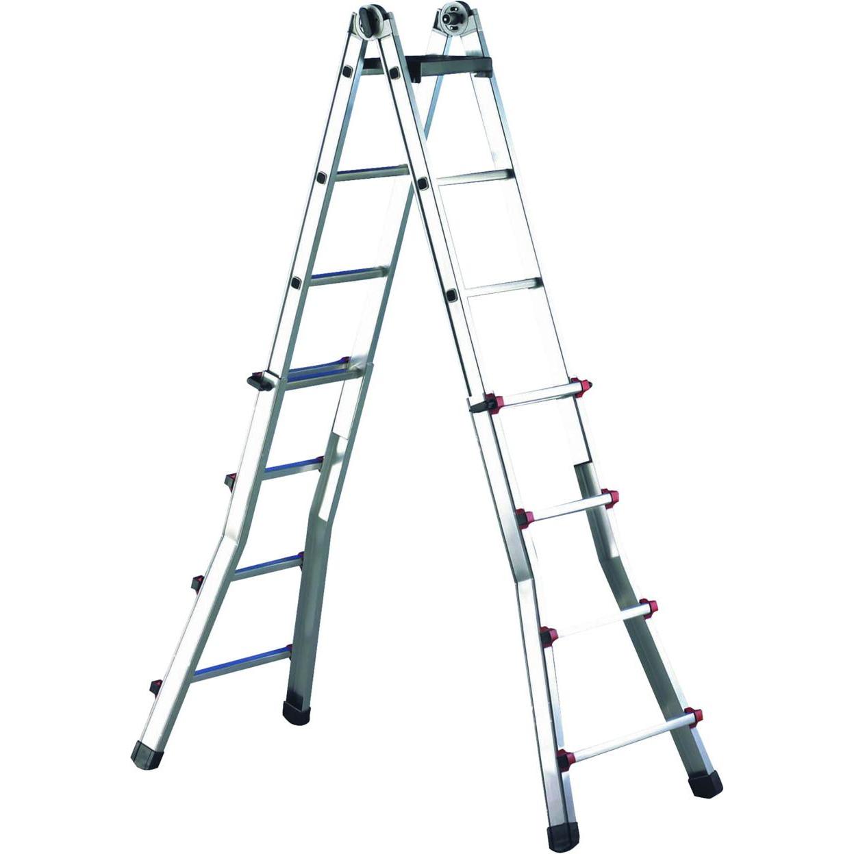 Cimco, Scala a pioli, Scala telescopica in alluminio con 2 x 8 gradini, altezza min/max 1,25m/4,10m, 11,0 kg (Scala telescopica, 410 cm)