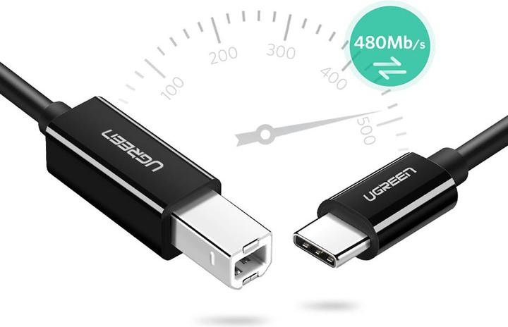 Productafbeelding Ugreen Printerkabel USB-C 2.0 naar USB-B US241, 1m (zwart) (1 m, USB 2.0)