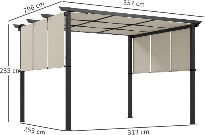 Produktbild Outsunny Pergola Stahl, Polyester Beige (357 cm, 296 cm)