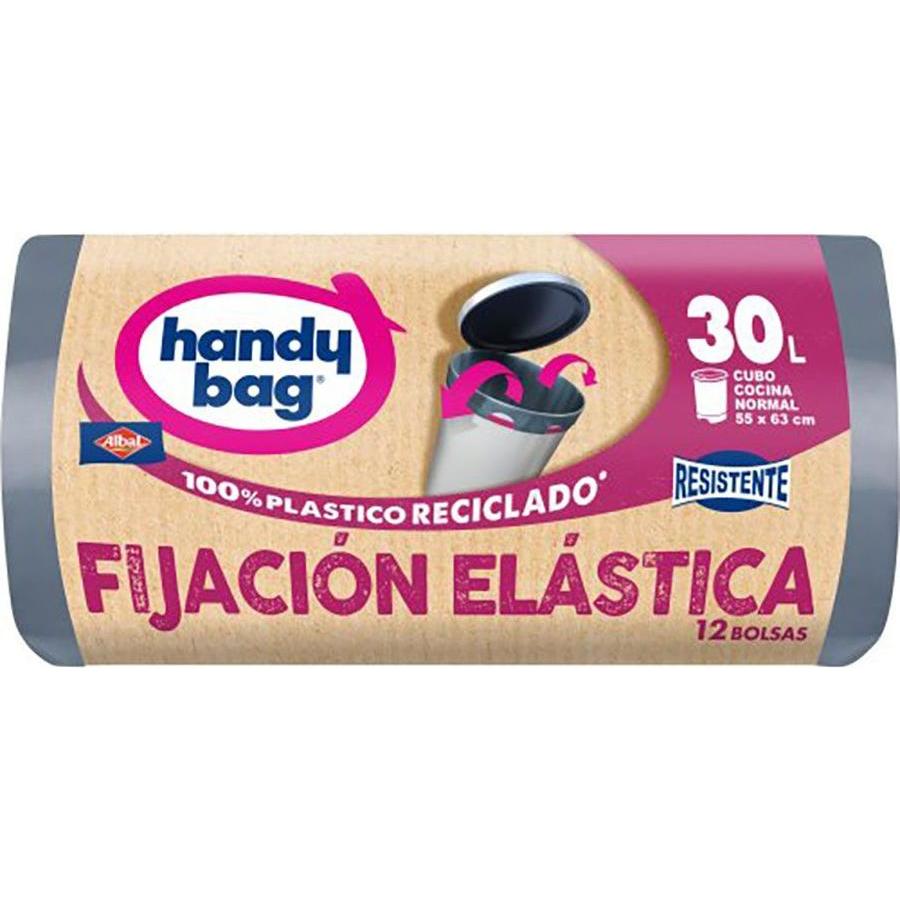 Handy Bag Garbage bag elastic fixing 30 l (55 x 63 cm), 12 units, Sacchi dell'immondizia, Trasparente