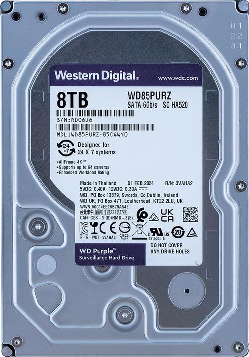 Produktbild WD Purple (8 TB, 3.5", CMR)