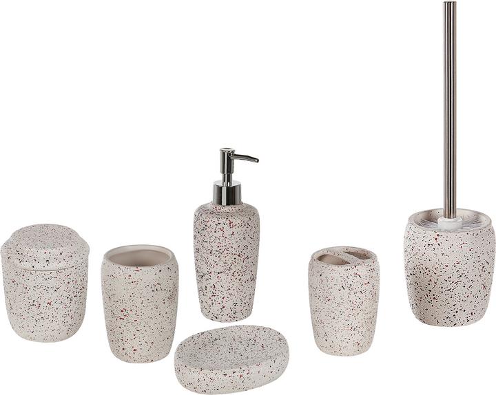 Image du produit Beliani Ensemble salle de bain 6 pièces céramique blanche aspect terrazzo PALMILLA