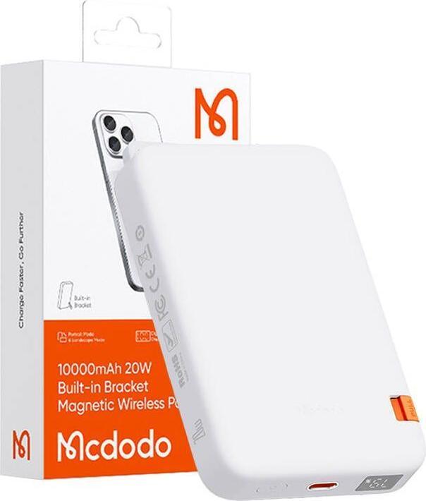 Actual product image Mcdodo MC-5100 Magnetic Power Bank with Stand 10000mAh, 20W (white) (10000 mAh, 20 W)