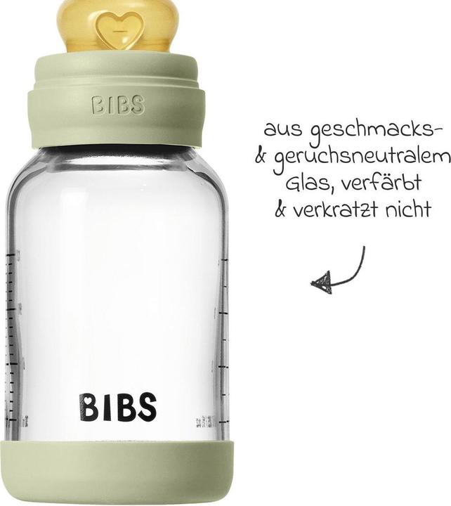 Actual product image Bibs - Glass Baby Bottle Round Latex Slow Flow - Sage - 120 ml (120 ml)