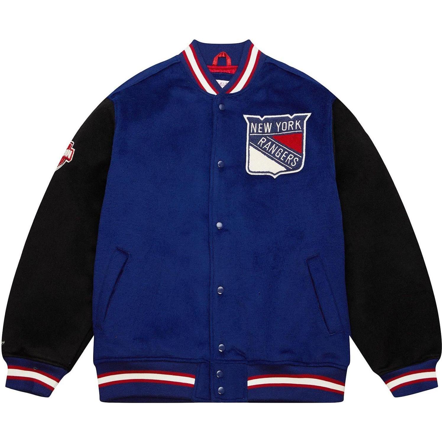 Mitchell & Ness, Herren, Jacke, M&N Legacy Varsity Wool Jacke - NHL New York Rangers - XXL (XXL), Blau, XXL