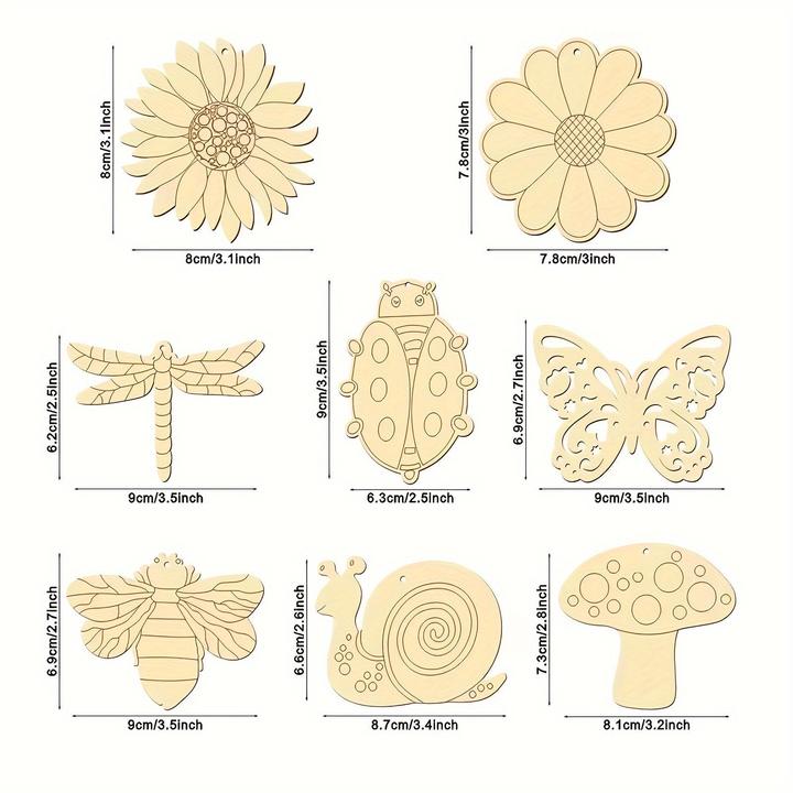 Image du produit Activity Board 32pcs découpes en bois Disques en bois de papillon, Kits d'artisanat, Découpes en bois