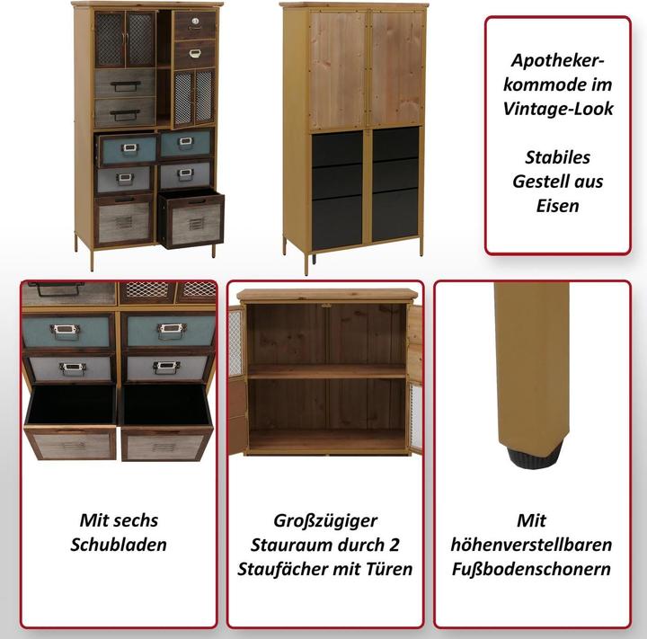 Produktbild JOHN316 Apothekerkommode (73 x 35 x 136 cm)