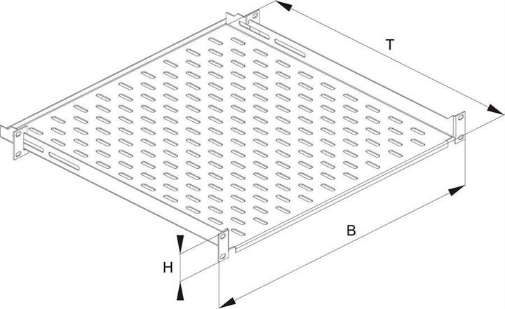 Immagine prodotto Conteg 19"-Geräteträger schwarz 1 HE, 435 x 450 mm, max. 15kg