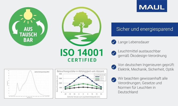 Produktbild Maul Tischleuchte MAULstudy, mit Standfuss inkl.Leuchtmittel E27 - silber (900 lm, E27)