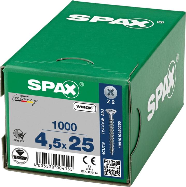 Actual product image Spax Senkmultikopf Kreuzschlitz Z2 Vollgewinde Wirox (1000 Screws per piece, 4.5 x 25 mm)