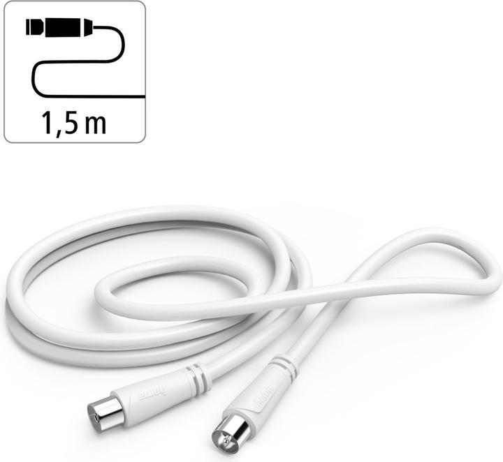Image du produit Hama Câble d'antenne, fiche coaxiale - prise coaxiale, 1,5 m, 90 dB (90 dB, Câble d'antenne)