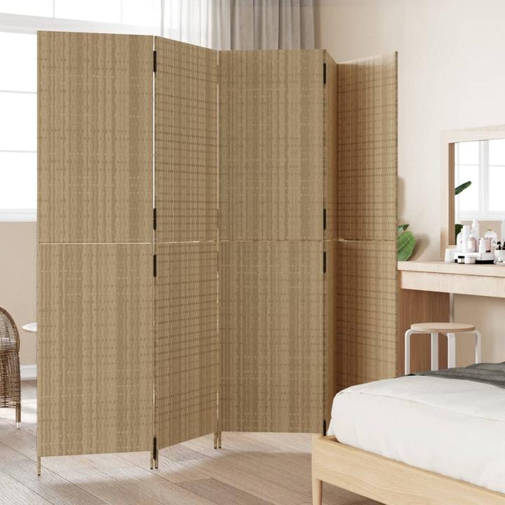 Produktbild vidaXL Paravent 5-tlg. Beige Poly Rattan,Farbe: Beige,Material: Poly