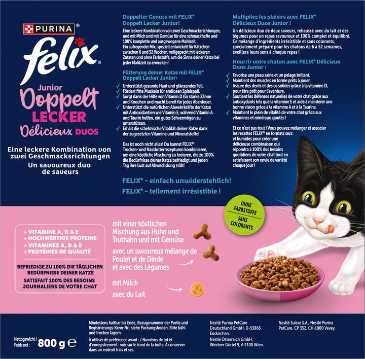 Produktbild Felix Doppelt Lecker Junior (Junior, Welpe + Kitten, 1 Stk., 800 g)