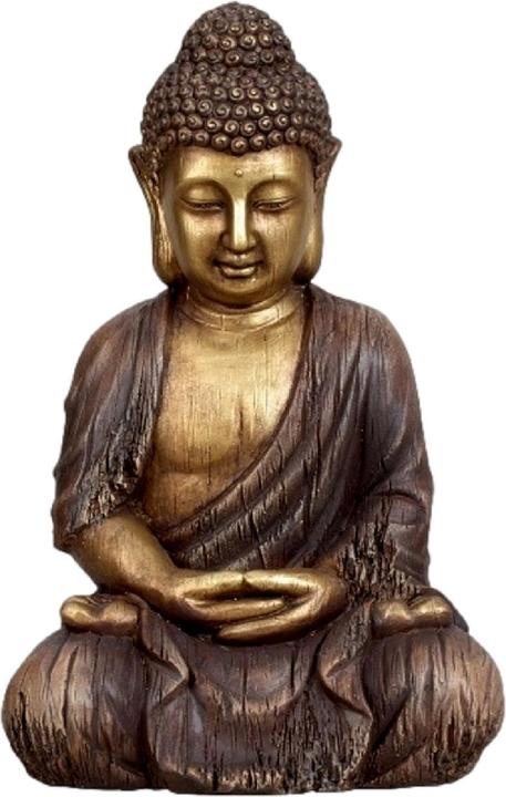 Actual product image IKO Buddha sitting brown/gold h=45cm w=29.5cm