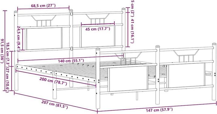 Produktbild vidaXL Bettgestell (140 x 200 cm)