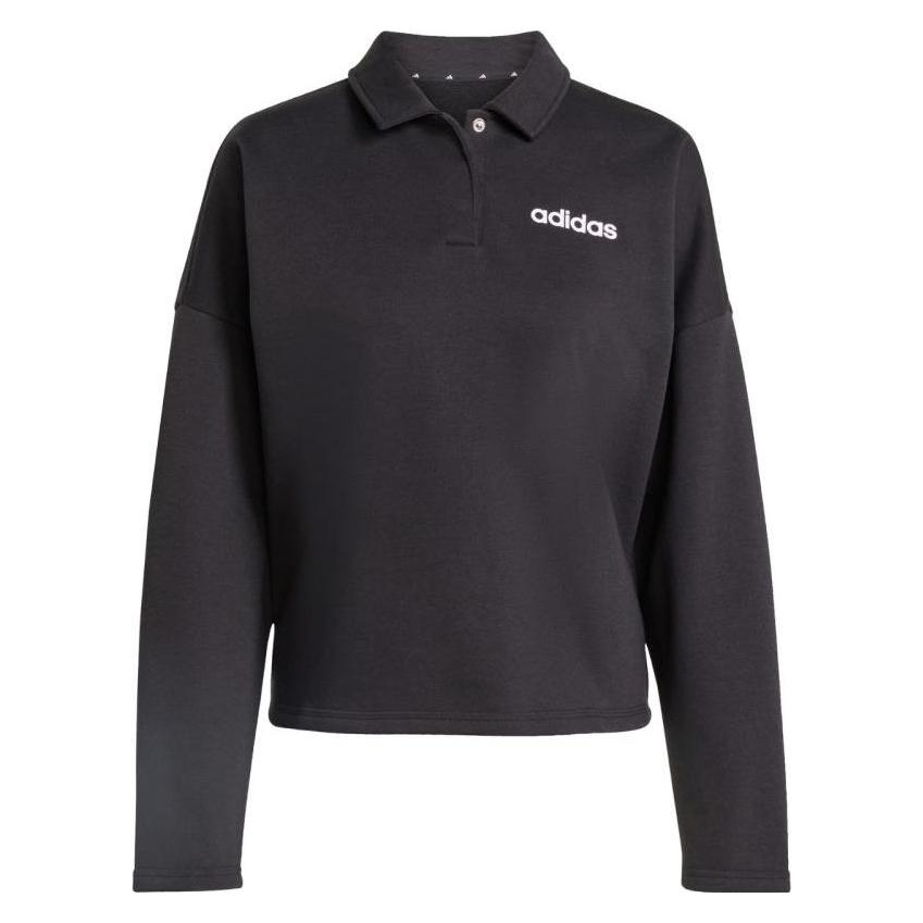Adidas, Vrouwen, Sportief Shirt, Essentials Linear Polo Sweatshirt (Xxl), Zwart, Xxl
