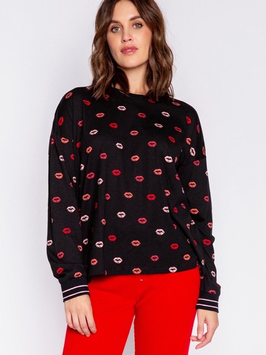 Actual product image Pj Salvage Pyjama top "Be mine" black/small patterned (M)