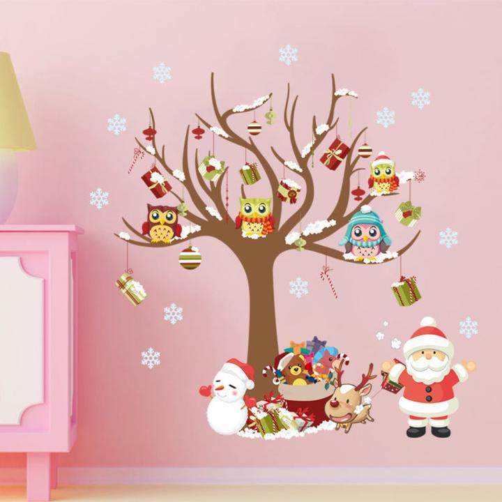 Immagine prodotto Cover-Discount Wall Sticker Tattoo Sticker Albero di Natale e Babbo Natale (80 x 88 cm)